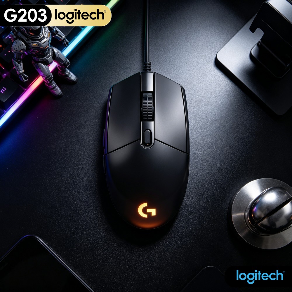 Logitech Mouse G203 - Logitech G203 Kabelgebundene Gaming-Maus Gummi-Antirutsch-Basis Lebendige