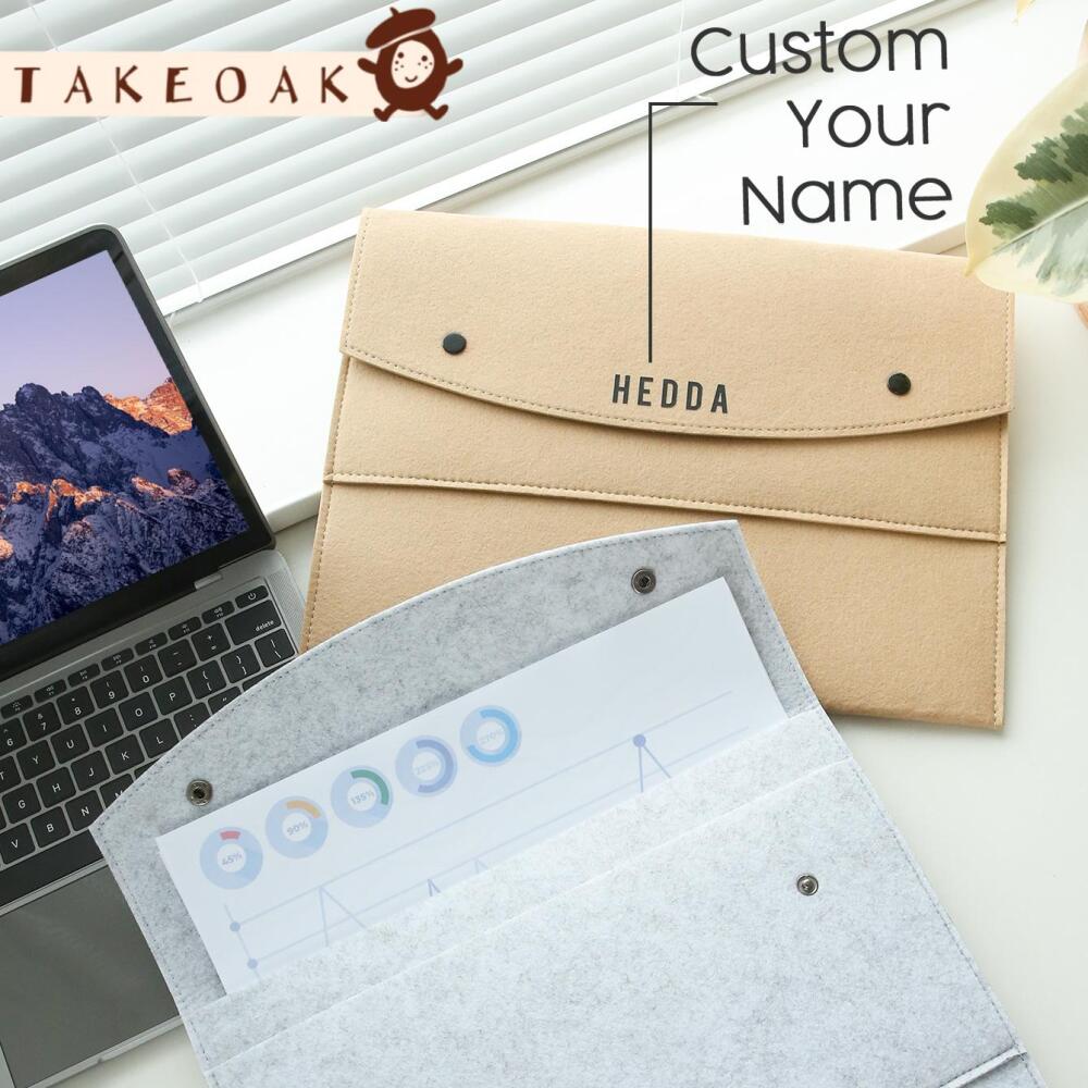 Laptop Accessories Name - Personalisierte Filz-Dokumentenmappe mit Druckknopf, Aktenmappe, Büro-Organizer,