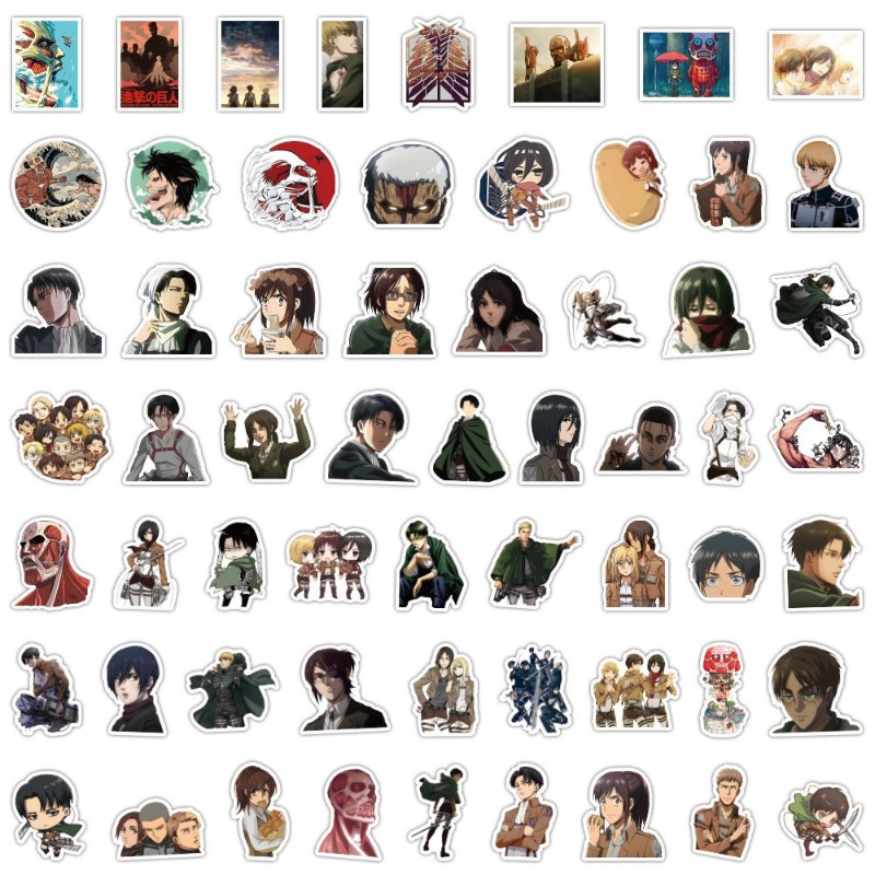 Laptop Editing Accessories - 60 Stück Attack on Titan Anime-Aufkleber,