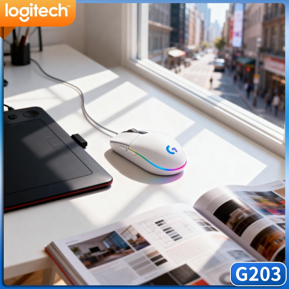 Logitech Mouse G203 - Logitech G203 Kabelgebundene Gaming-Maus mit leuchtenden