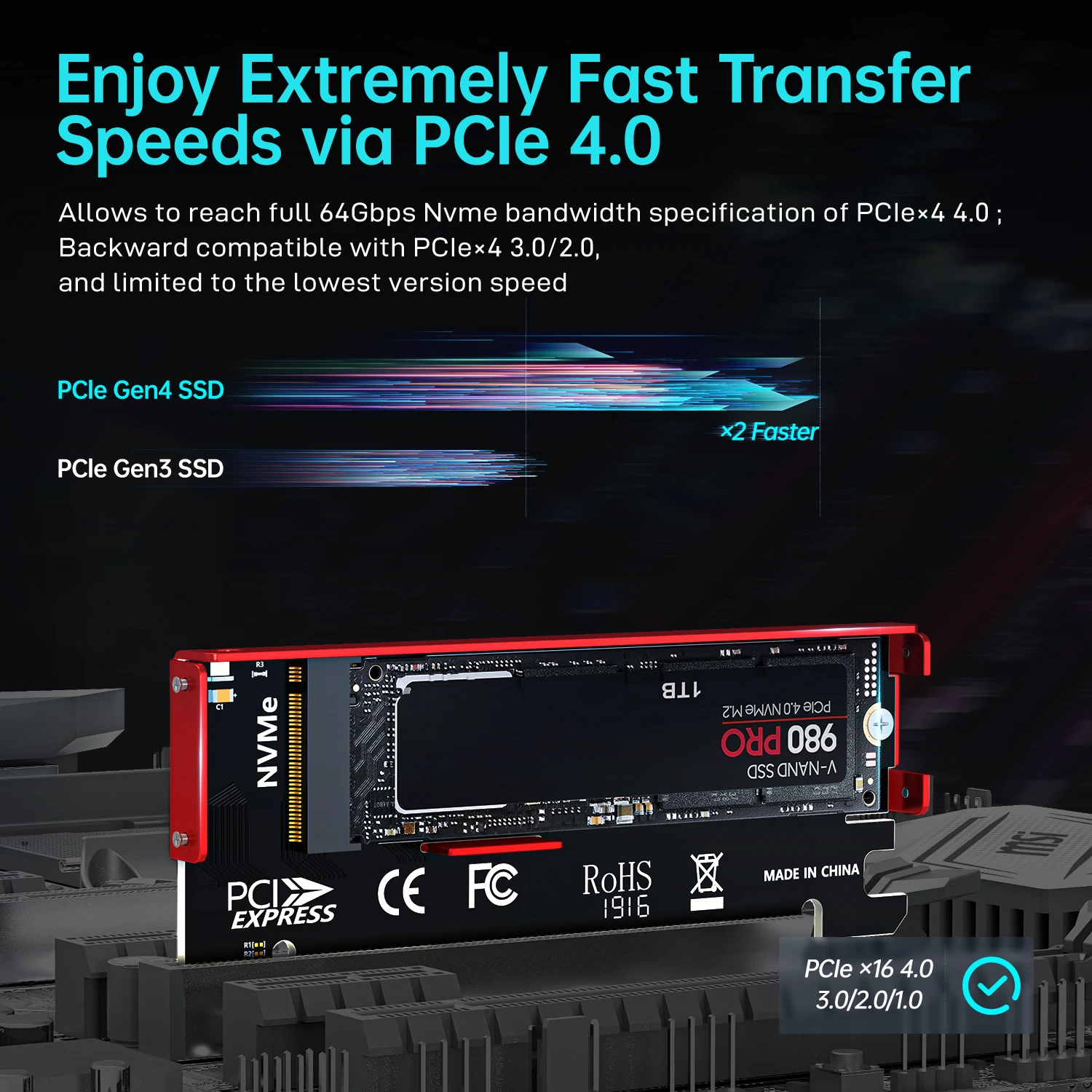 JEYI M.2 NVME zu PCIe 4.0 X16  – Samsung Ssd 990 Pro Bewertung und Preis